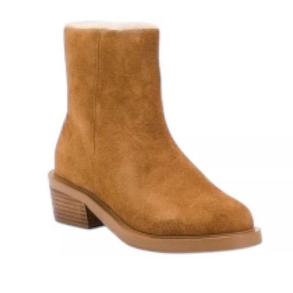 Matisse Nate Tan Suede Ankle Boots Faux Shearling Lining 2” Heel Size 7M